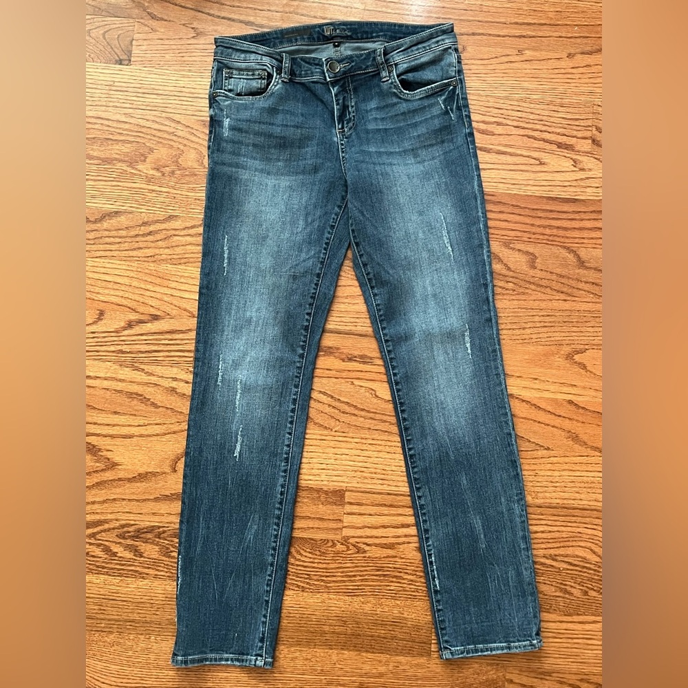 Kut from the Kloth Boyfriend Jeans, Women's Size 8,  Med Blue/Mildly Distressed